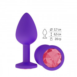 Фиолетовая силиконовая пробка с малиновым кристаллом - 7,3 см.